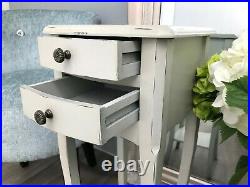 Pair Rubbed Grey 2 Drawer Bedside Chest Bedroom French Furniture Shabby Chic