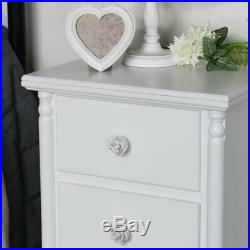Pair of white 3 drawer bedside chest of drawers vintage French bedroom furniture
