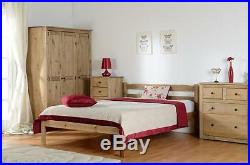 Panama 2+2 Drawer Chest in Natural Wax Solid Pine Wood Bedroom Furniture