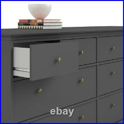 Paris Classic Chic Extra Large Wide 8 Drawer Chest of Drawers in Matt Grey