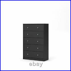 Pemberly Row Contemporary 5 Drawer Chest in Black
