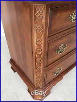 Pennsylvania House Cherry Chinese Chippendale Style 9 Drawer Chest On Chest