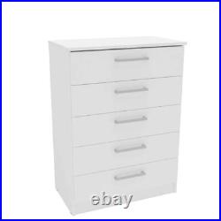 Polifurniture Chest of Drawer 26.25x14.25x36 Wood 5-Storage White Melamine