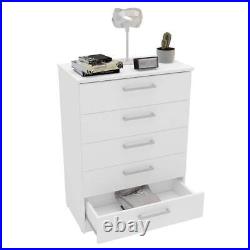 Polifurniture Chest of Drawer 26.25x14.25x36 Wood 5-Storage White Melamine