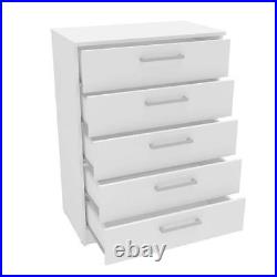 Polifurniture Chest of Drawer 26.25x14.25x36 Wood 5-Storage White Melamine