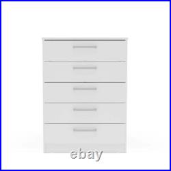 Polifurniture Chest of Drawer 26.25x14.25x36 Wood 5-Storage White Melamine