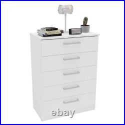 Polifurniture Chest of Drawer 26.25x14.25x36 Wood 5-Storage White Melamine