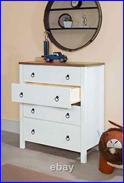 Powell Drew Four Drawer Distressed Wood Chest in White