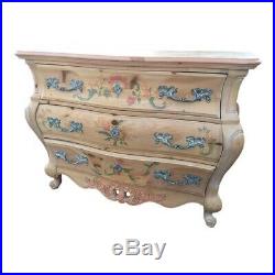 Pulaski Bombe Chest of Drawers Hand Painted French Provincial Furniture Dresser