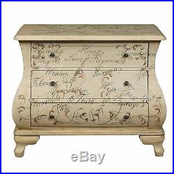 Pulaski DS-P017037 Hand Painted Words 3-Drawers Bombay Chest, Antique White New
