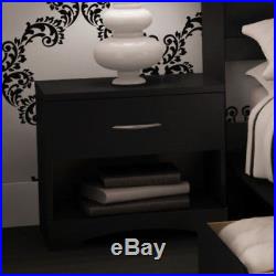 Queen Bedroom Set Black 4 Pc Platform Storage Bed Drawers Chest Nightstand Wood