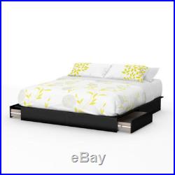 Queen Bedroom Set Black 4 Pc Platform Storage Bed Drawers Chest Nightstand Wood