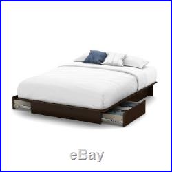 Queen Bedroom Set Brown 4 Pc Platform Storage Bed Drawers Chest Nightstand Wood