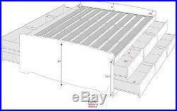 Queen Platform Bed Tall Frame Wood 12 Storage Underbed Drawers Black Chest