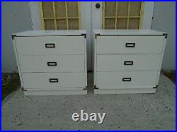 RARE Pair Bachelor chest 3 drawer Campaigner Hollywood Regency Bed Table 2 Retro