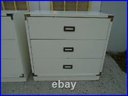 RARE Pair Bachelor chest 3 drawer Campaigner Hollywood Regency Bed Table 2 Retro