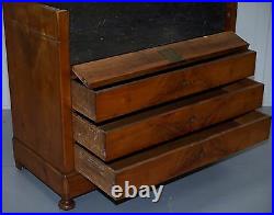 Rare 1840 German Biedermeier Cherry Wood Chest Of Drawers Commode Marble Inside