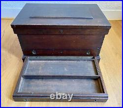Rare Antique Machinists / Carpenter Wood Tool Box Chest Cabinet Drawers 1800s