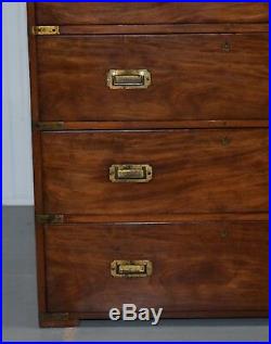 Rare Original 1870 Mahogany 6 Drawer 5 Tier Military Campaign Chest Of Drawers