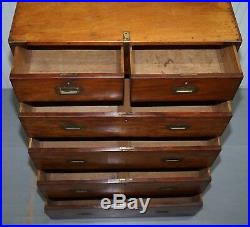 Rare Original 1870 Mahogany 6 Drawer 5 Tier Military Campaign Chest Of Drawers