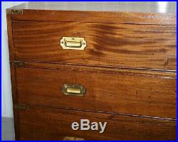 Rare S&h Jewell Stamped Victorian Mahogany Military Campaign Chest Of Drawers