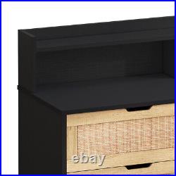 Rattan Dresser 6 Drawers Chest of Drawer Cabinet Organizer Cupboard with LED Light
