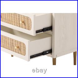 Rattan Dresser Chest with 4 Drawers Wooden Storage Cabinet Boho Accent Sideboard