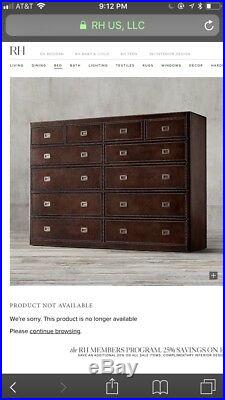 Restoration Hardware Marseilles Leather Chest of Drawers 12 Drawers Brown Leathe