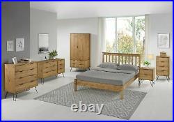 Retro Augusta Solid Wood Waxed Pine Chest of Drawers Metal Legs 4 Drawer Chest