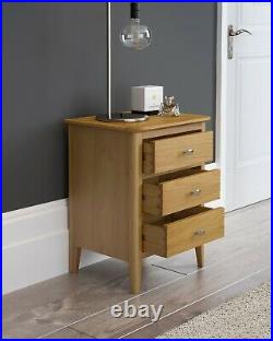Retro Oak Small Bedside Cabinet Table / Scandi Solid Wood Bedroom Chest Drawers