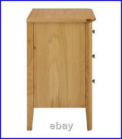 Retro Oak Small Bedside Cabinet Table / Scandi Solid Wood Bedroom Chest Drawers
