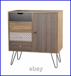 Retro Sideboard / Vintage Chest / Paisley Grey Cabinet Cupboard / Wood Drawers