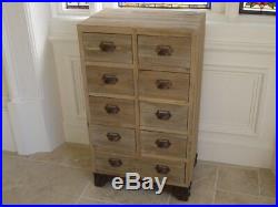 Retro Wooden 9 Drawer Chest Fir Wood Cabinet Vintage Storage Side Unit Table New
