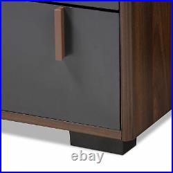 Rikke Modern Two-Tone Gray/Walnut-Finished Wood 6-Drawer Dresser Storage Chest