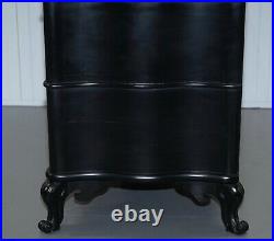Rrp £2999 Eichholtz Ebonised Black Serpentine Fronted Chest Of Drawers