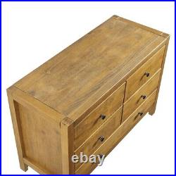 Rustic 5 Drawer Dresser Chest of Drawers Bedroom Storage Solid Wood Oak Brown