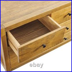 Rustic 5 Drawer Dresser Chest of Drawers Bedroom Storage Solid Wood Oak Brown