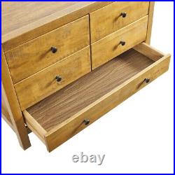 Rustic 5 Drawer Dresser Chest of Drawers Bedroom Storage Solid Wood Oak Brown