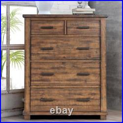 Rustic 5 Drawer Reclaimed Solid Wood Framhouse Chest Tallboy