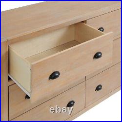 Rustic 6 Drawer Double Dresser Wide Chest Drawers Bedroom Solid Wood Driftwood