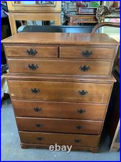 Rustic 7-Drawer Wooden Chest Tall Dresser Vintage