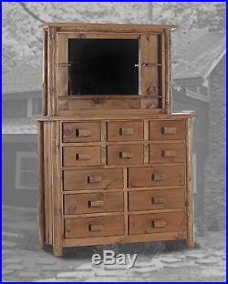 Rustic Log 12 drawer dresser pine unfinished bed cedar furniture chest