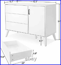 SEJOV Modern White Dresser for Bedroom, 3-Drawer Chest Wood Dresser with Door