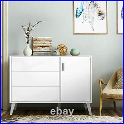 SEJOV Modern White Dresser for Bedroom, 3-Drawer Chest Wood Dresser with E 09