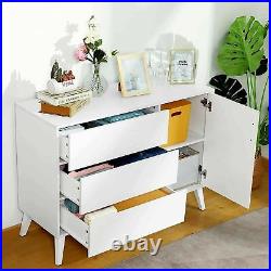SEJOV Modern White Dresser for Bedroom, Wood 3-Drawer Chest Dresser With Door US