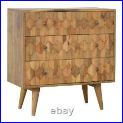 Scandinavian Style Carved Front Chest Of Drawers With Mid Century Legs