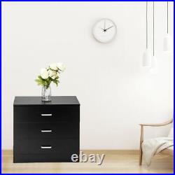 Set Of 2Bedroom Storage Dresser 3 Drawers Chest Cabinet Wood Furniture Black