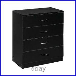 Set Of 2 Black 4 Drawer Chest Dresser Clothes Storage Bedroom Furniture Cabinet