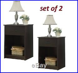 Set of 2 Nightstand End Tables Bedside Drawers Shelves Chest Cabinet Bedroom