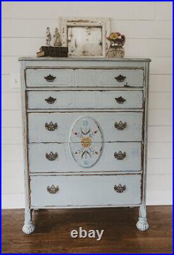 Shabby Chic Distressed Painted Chest of Drawers Dresser Antique Farmhouse Cottag